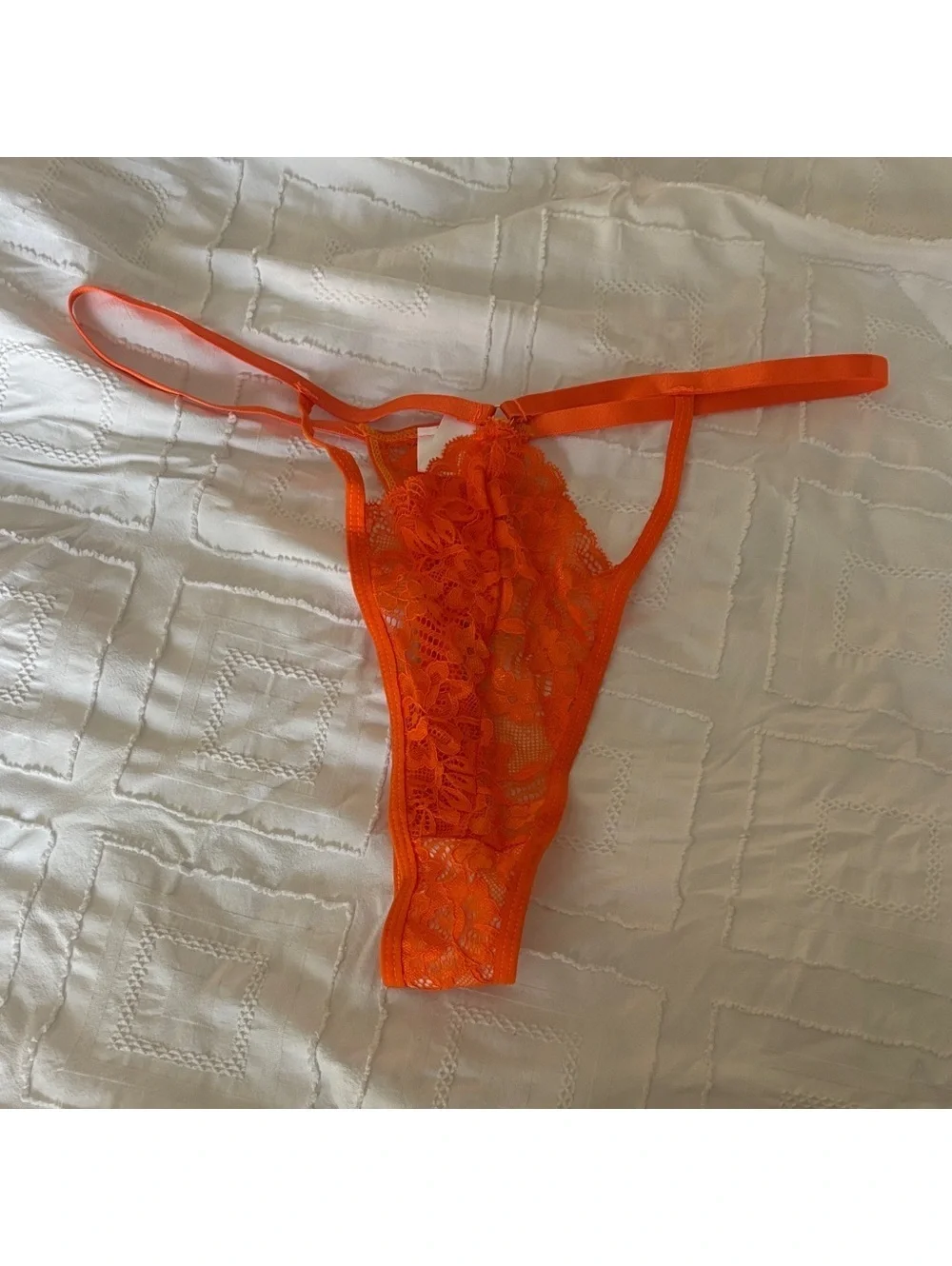 Lace Bralette & Garter Lingerie Set - Orange